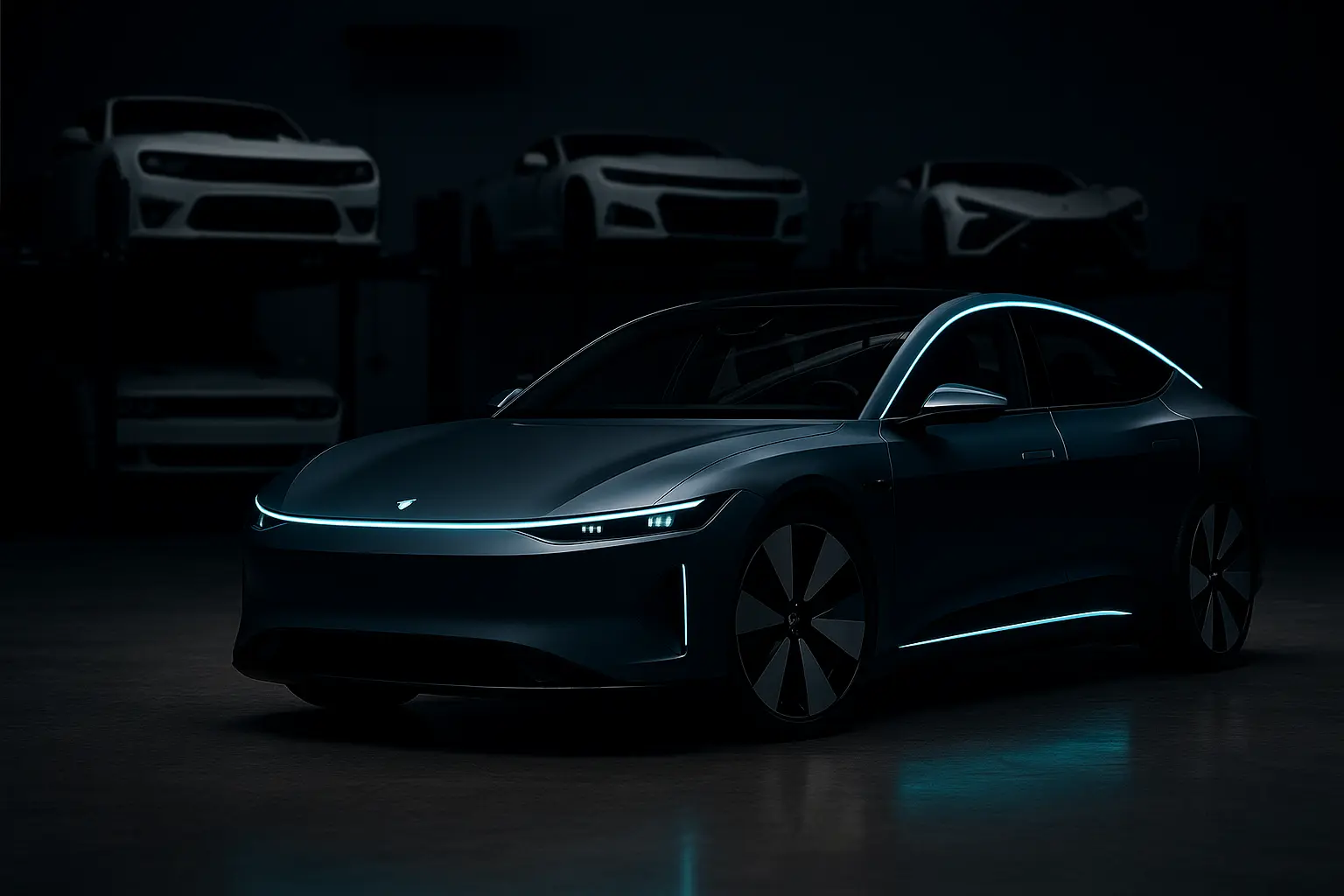 Car resting in a private garage